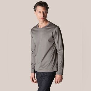 Eton  Long Sleeve T-Shirt Light Grey Men's Slim Fit Size M